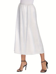 Lace Trim Midi Skirt Casual Solid Skirt Women's Clothing