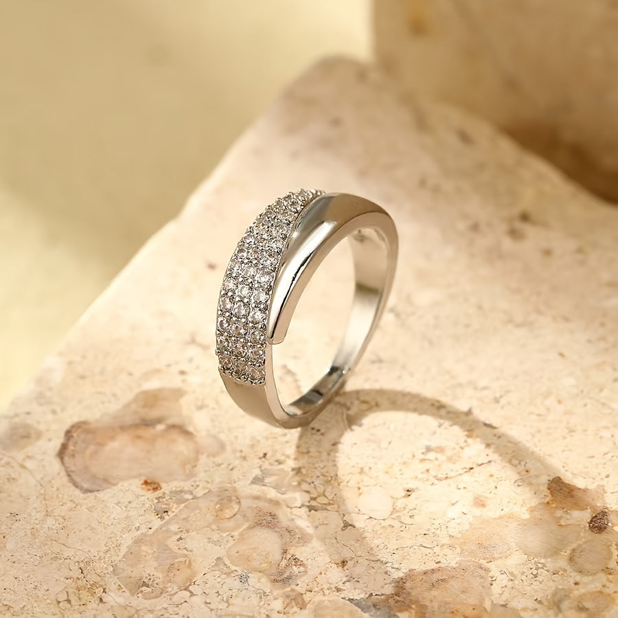 Copper Inlaid Zirconia Open Ring with Sharp Wing