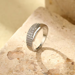 Copper Inlaid Zirconia Open Ring with Sharp Wing
