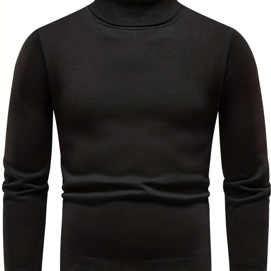 Men's Turtle Neck Knitted Sweater - Casual Warm Pullover for Fall Winter