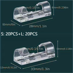 40PCS Non Punching Buckle Mesh Cable Fixed Wire Storage Self adhesive Wire Clip