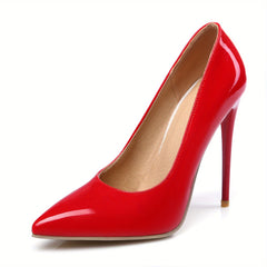 Women's Red Pointed Toe High Heels Slip On Stiletto Heels