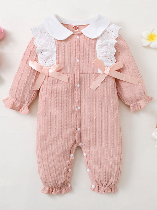 Baby Lace Bow Romper Long Sleeves
