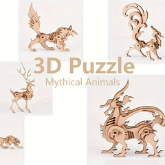 3D Wooden Puzzle Mythical Chinese Dragon DIY Handcrafted Wooden Puzzle Model