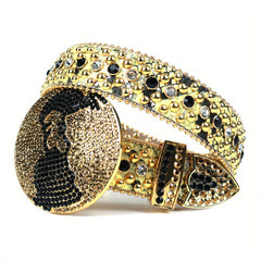 Bling Bling Rhinestone Buckle Belt for Men Women