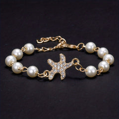 Y2K Faux Pearls Beaded Chain Bracelet for Women