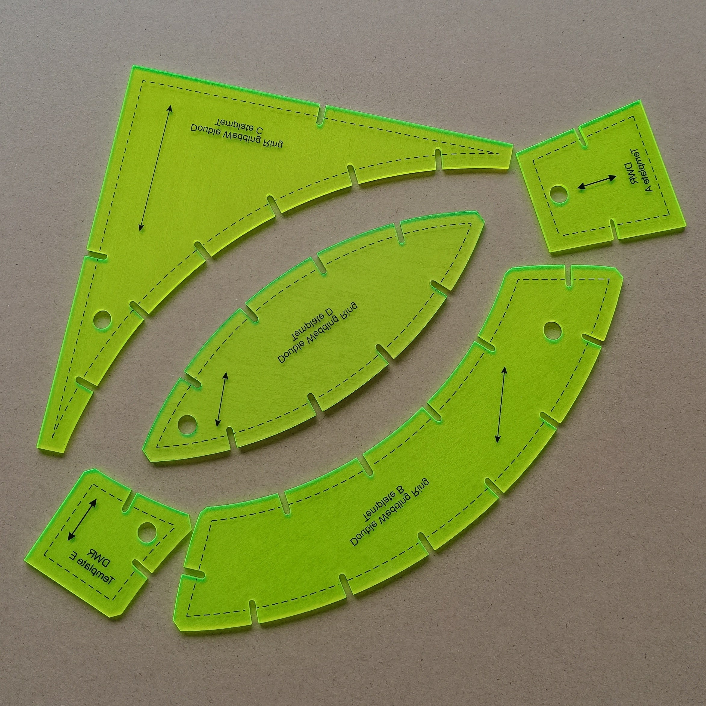 5pcs Transparent Sewing Quilting Templates Craft Patchwork Ruler