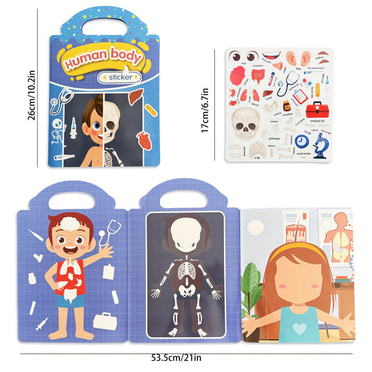 Jelly Stickers Human Body & Skeleton Teaching Book for Kids 3+