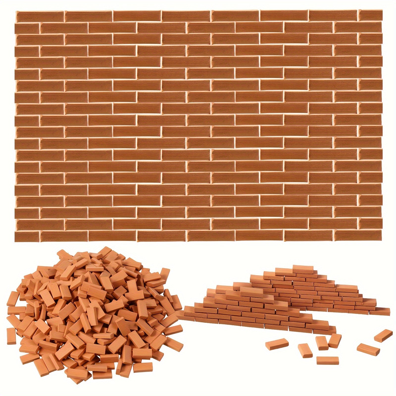Realistic Brick Set with Red & Orange Blocks for Model Building