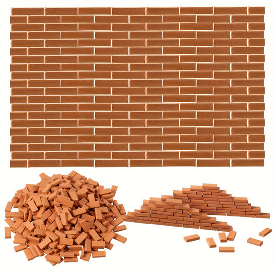 Realistic Brick Set with Red & Orange Blocks for Model Building