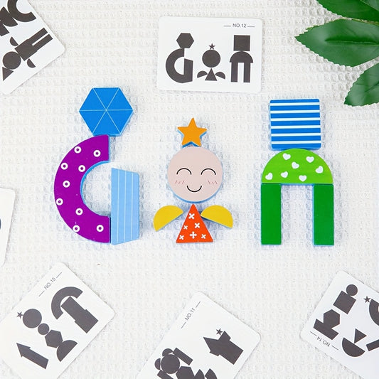 Wooden Cartoon Shadow Matching Puzzle - Educational Brain Training Tool