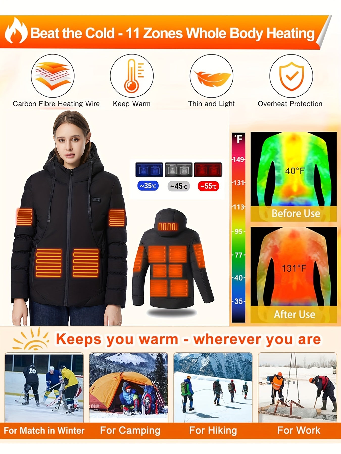 Women's Heated Jacket for Outdoor Activities