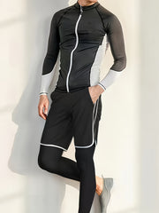 Men's Quick Drying Wetsuit Set Long Sleeve Jacket & Shorts