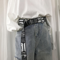 Canvas Denim Double Buckle Belt Women Long Trouser Belt