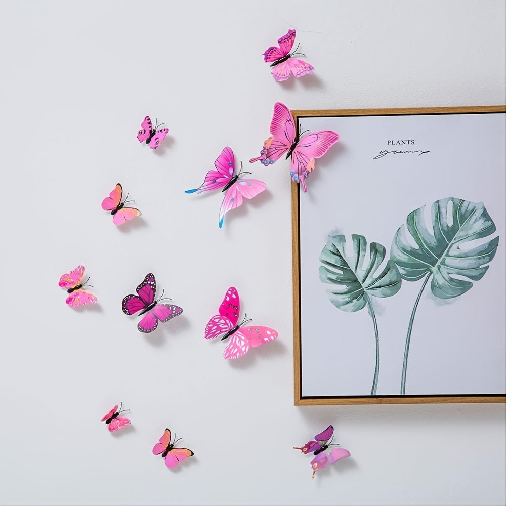 12pcs 3D Butterfly Wall Decals & Magnets for Kids Room Decor