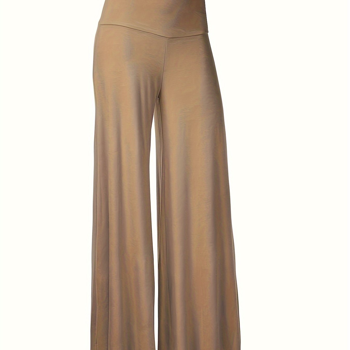  Solid Wideband High Rise Wide Leg Trousers