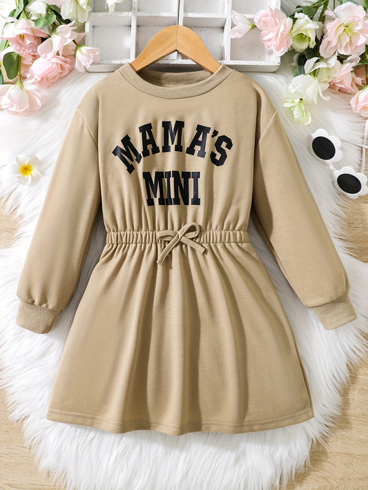 Girls' Letter Print Long Sleeve Casual Dress For Party Vacation