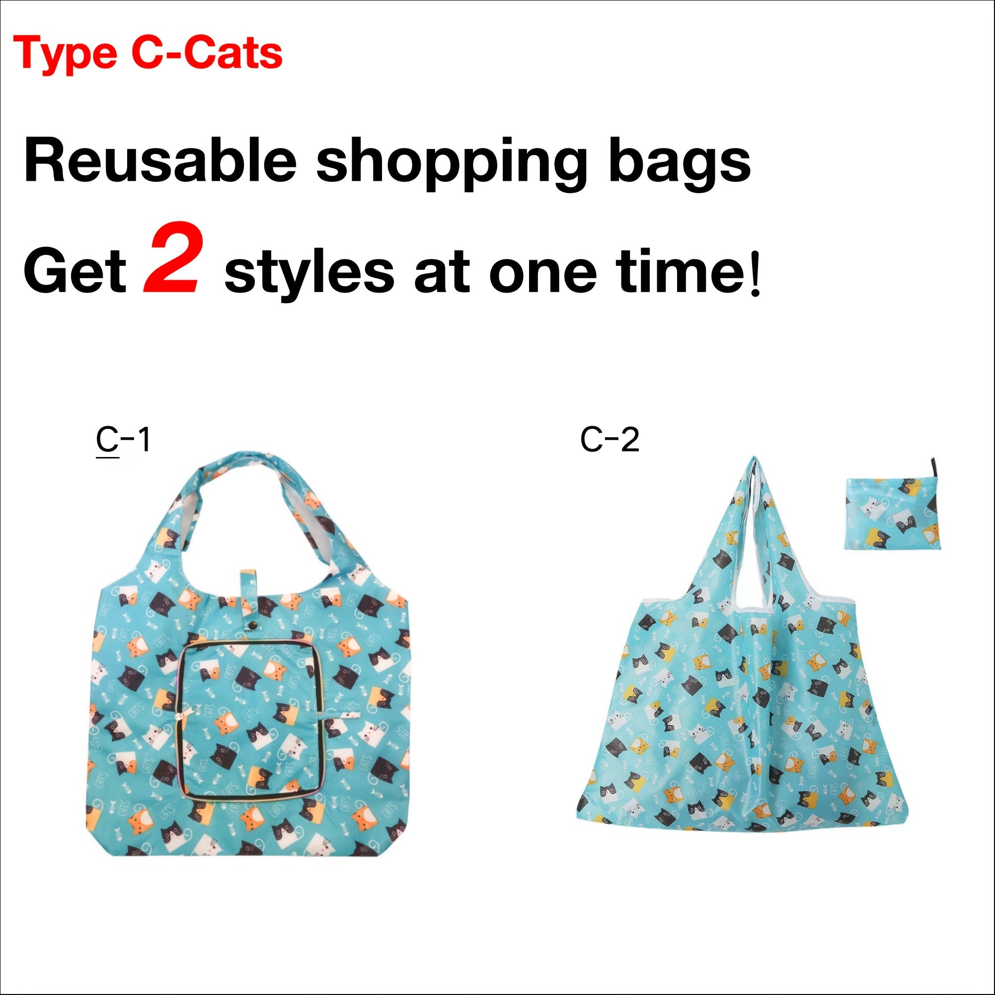 2pcs Waterproof Shopping Bags Set Portable Folding