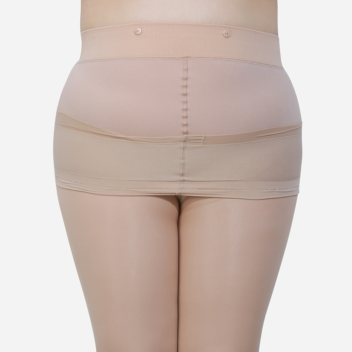  Double Layered Button Detail Tummy Control Stockings
