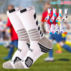 Kids Soccer Socks Long Short Sports Sweat Absorbent Breathable Size 32 37