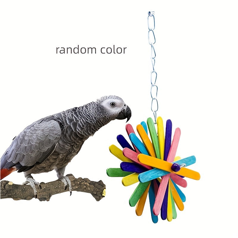 Wooden Parrot Toy for Grinding, Playing and Gnawing - Bird Cage Accessory