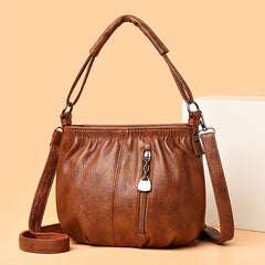 Vintage PU Leather Crossbody Bag Retro Shoulder Bag Women's Handbag