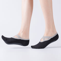 Cross Lace Yoga Socks with Non Slip Towel Bottom - Grip Enhancing