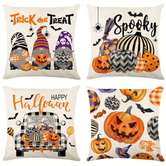 Halloween Pumpkin and Faceless Man Throw Pillow Cover 17.7x17.7in