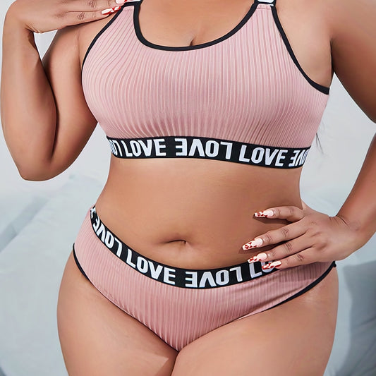  Sports Lingerie Set Ribbed Comfort Bra & Panty Two Piece Set