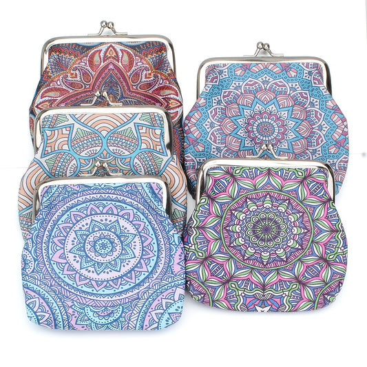 Ethnic Style Coin Purse Geometric Pattern Small Wallet Girl s Bank Card Bag