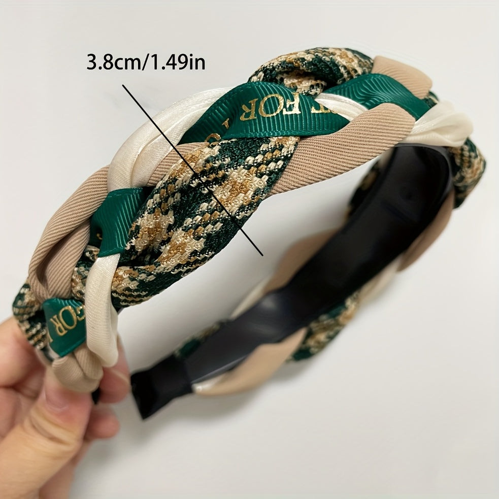 French Knotted Headband for Women Twist Braided Hairband Block Hair Accessories