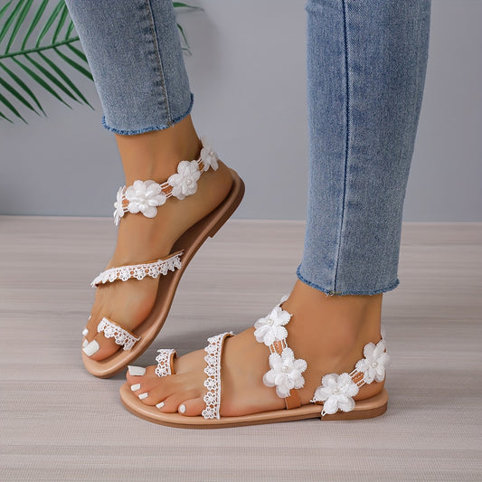 Women's Floral Flat Sandals Summer Beach Shoes
