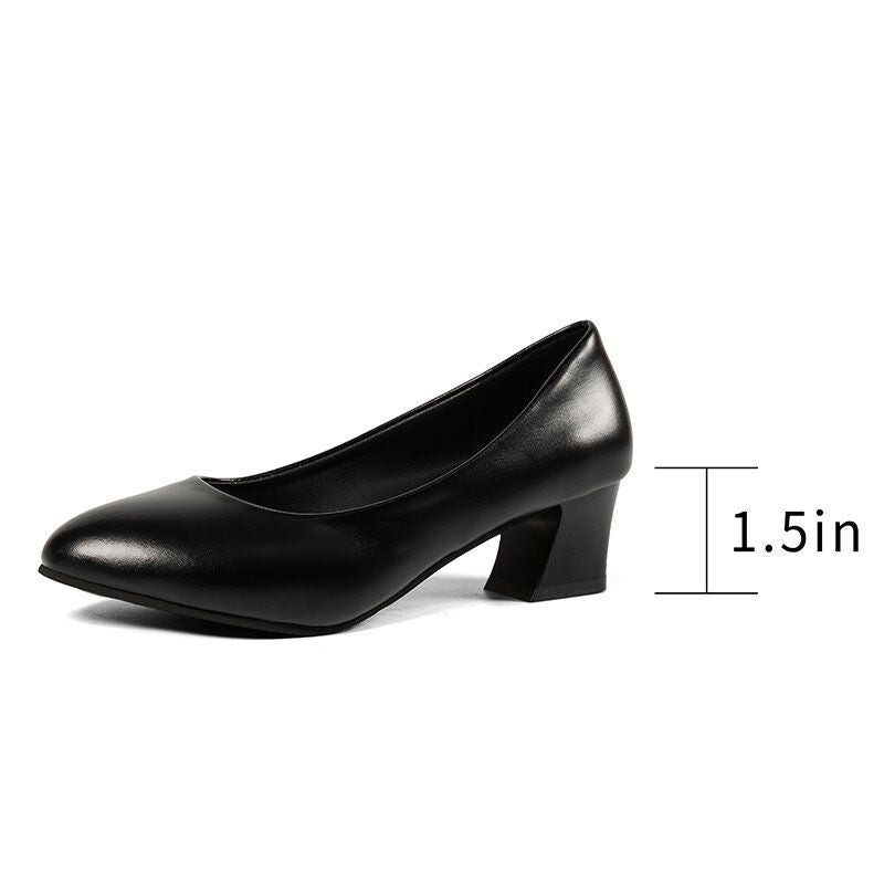 Women's French Heel Court Pumps Solid Chunky Heel Anti slip Shoes