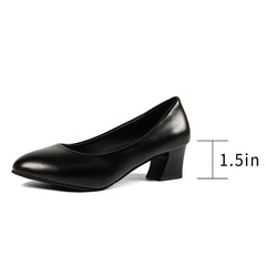 Women's French Heel Court Pumps Solid Chunky Heel Anti slip Shoes