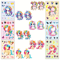 Cartoon Pony Puzzle Stickers Set DIY Creative Interchangeable Face Decals
