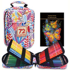 72 Colored Pencils Set with Floral & Butterfly Pouch