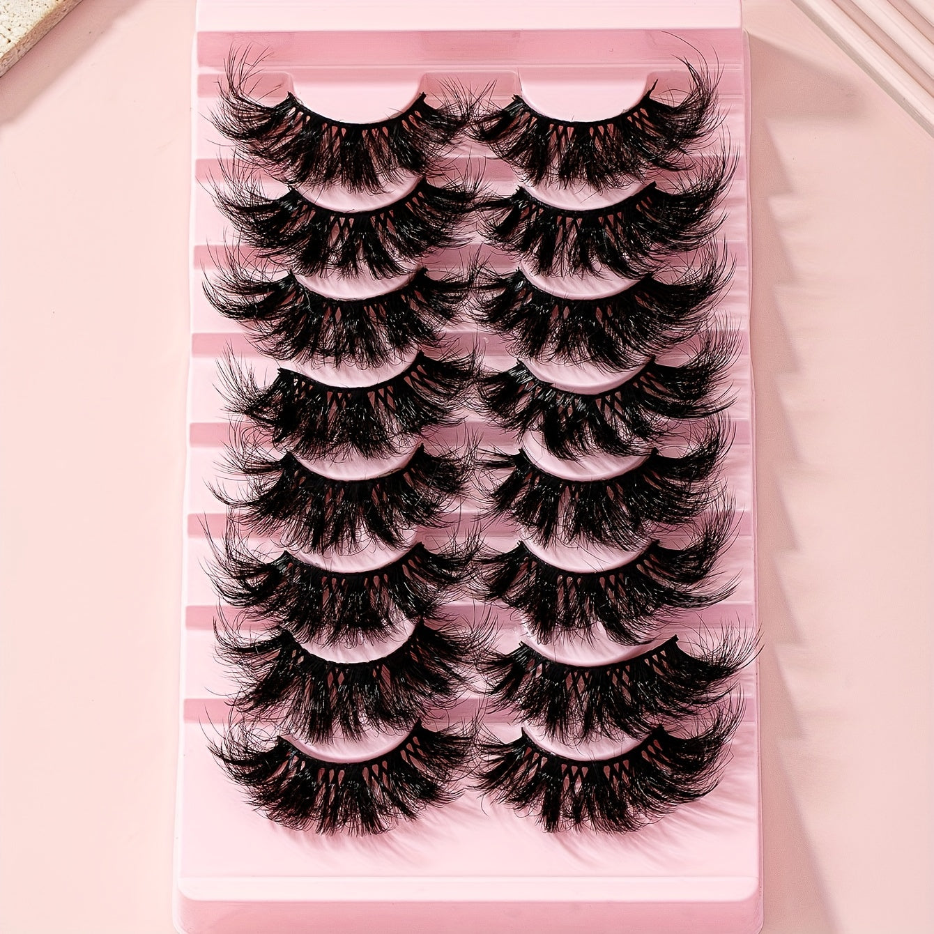 8 Pairs 25mm False Eyelashes Cat Eye Fluffy Faux Mink Lashes 9D