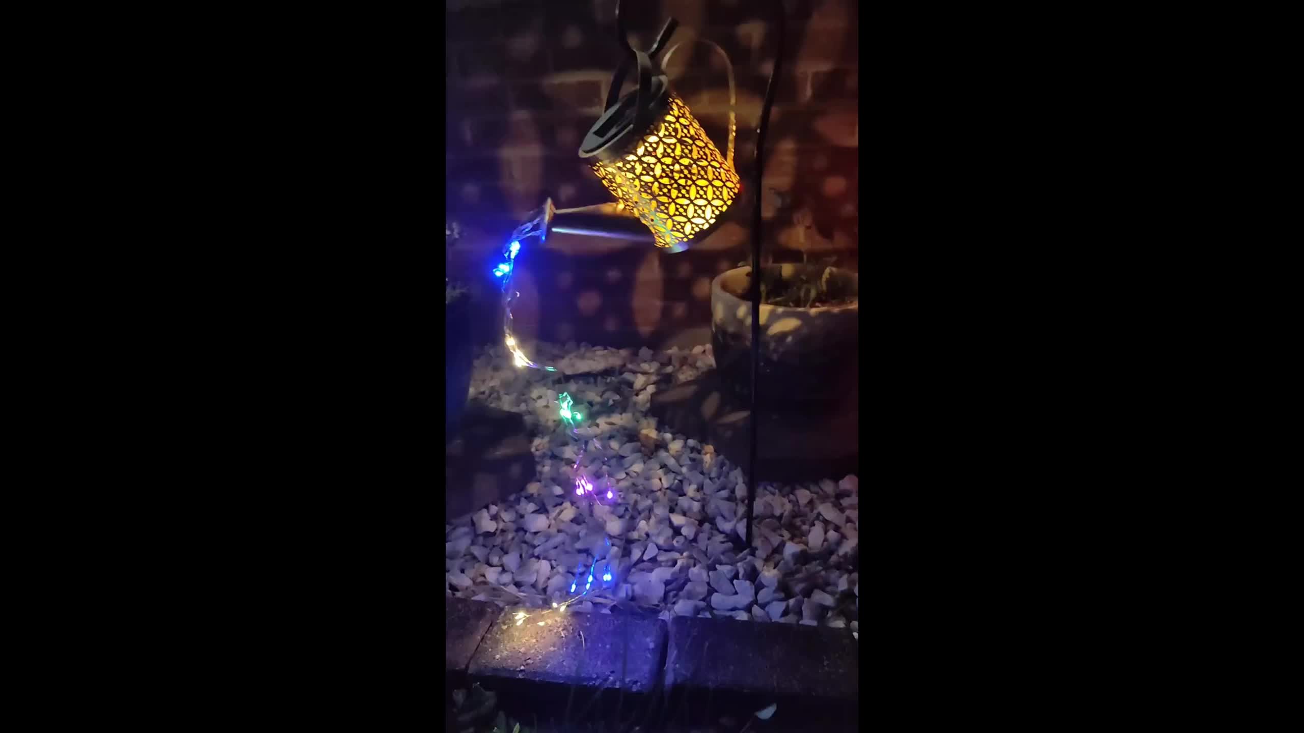 Solar Watering Can Lights String Hanging Solar Waterfall Lights Waterproof