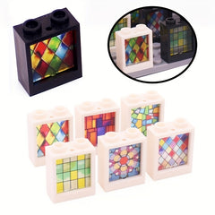 16pcs Vintage Geometric Pattern Building Blocks Windows Set