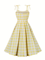 Plus Gingham Tie-Shoulder Cami Dress with Belt