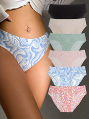 6pcs Geometric Pattern Briefs Seamless Comfy Stretchy Panties