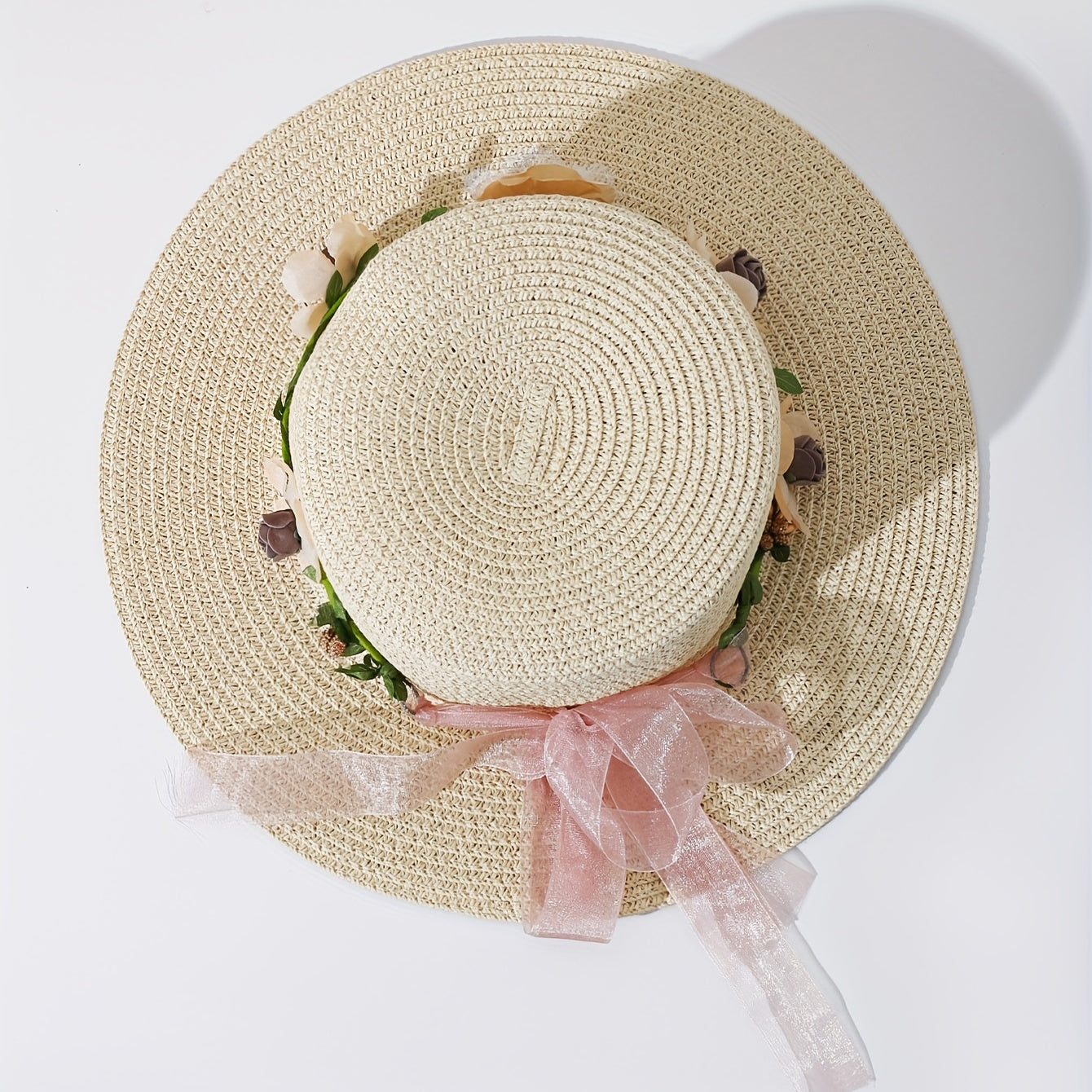 Garland Decor Sun Hat Flat Top Jazz Fedora Straw Cream Beach Hat
