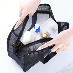 Mesh Toiletry Bag for Men and Women Portable Hand-held Bath Storage Cosmetic Bag