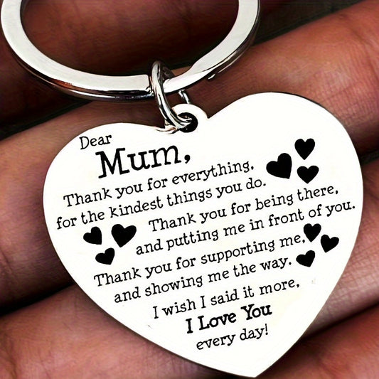 Heart-Shaped Stainless Steel Key Chain for Mom - Thanksgiving Gift