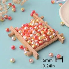 100pcs 6mm Acrylic Round Mermaid Pearl Spacer Beads for Jewelry Making