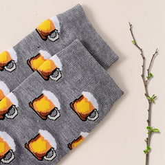 Beer Patterned Crew Socks Lightweight & Comfy Mid Tube Socks