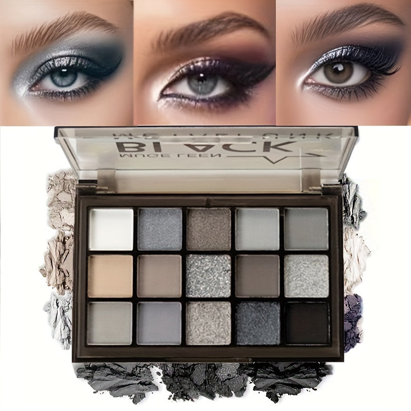 15 Shade Smoky Eyeshadow Palette Punk & Grayscale Make Up Kit