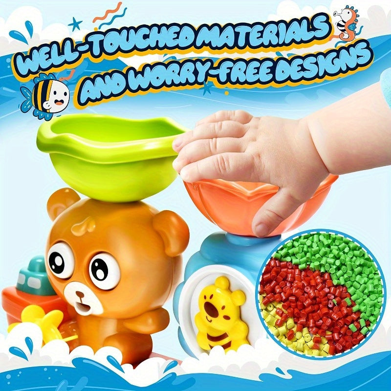 Powerful Suckers Bath Toy with Slide & Water Play Teddy Bear
