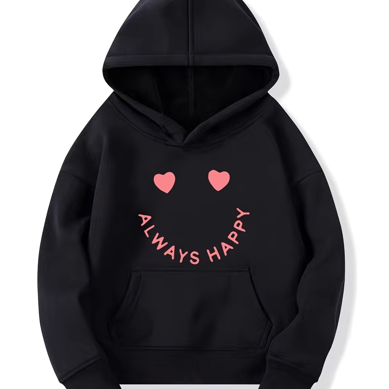 Girls Creative Smile Print Hooded Sweatshirt Top Youth