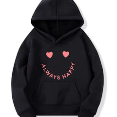 Girls Creative Smile Print Hooded Sweatshirt Top Youth